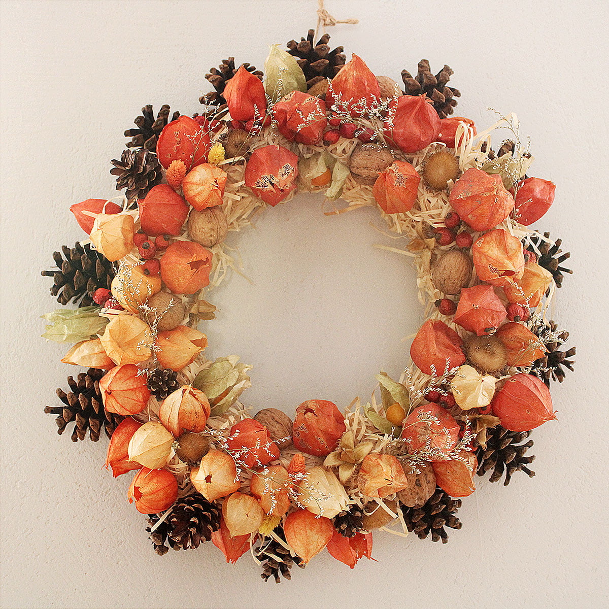 jesienny wianek z miechunką